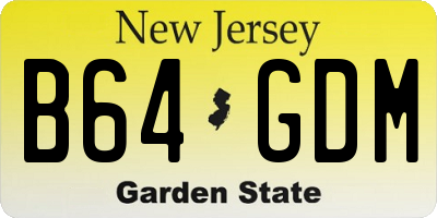 NJ license plate B64GDM