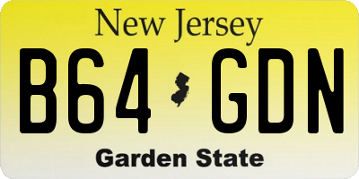 NJ license plate B64GDN