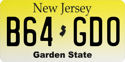 NJ license plate B64GDO