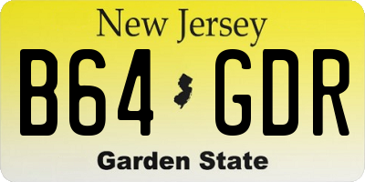 NJ license plate B64GDR