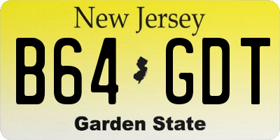 NJ license plate B64GDT