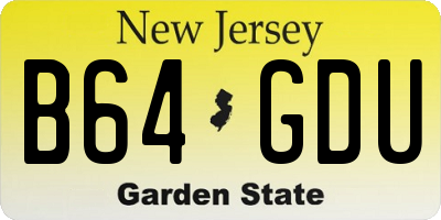 NJ license plate B64GDU