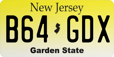 NJ license plate B64GDX