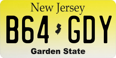 NJ license plate B64GDY