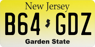 NJ license plate B64GDZ