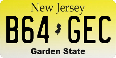 NJ license plate B64GEC