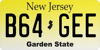 NJ license plate B64GEE