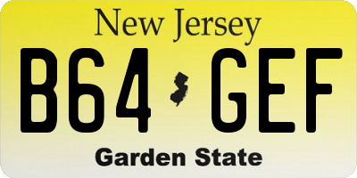 NJ license plate B64GEF