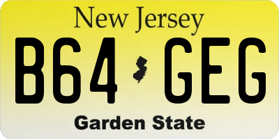 NJ license plate B64GEG