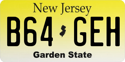 NJ license plate B64GEH
