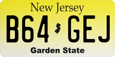 NJ license plate B64GEJ