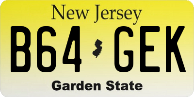 NJ license plate B64GEK