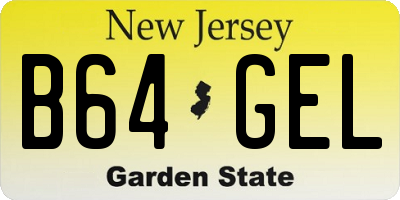 NJ license plate B64GEL