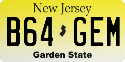NJ license plate B64GEM
