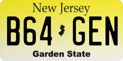 NJ license plate B64GEN