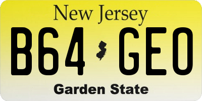 NJ license plate B64GEO