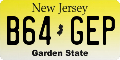 NJ license plate B64GEP