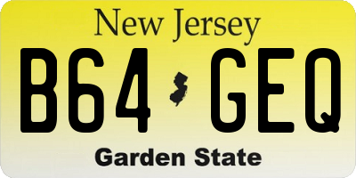 NJ license plate B64GEQ
