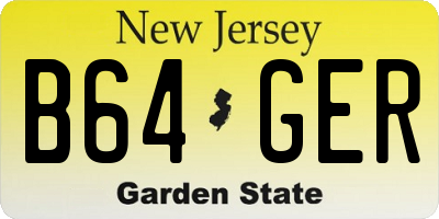 NJ license plate B64GER