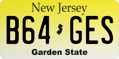 NJ license plate B64GES