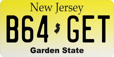 NJ license plate B64GET
