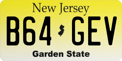 NJ license plate B64GEV