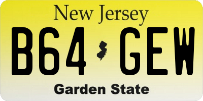NJ license plate B64GEW