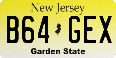NJ license plate B64GEX
