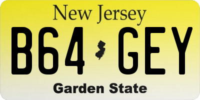 NJ license plate B64GEY