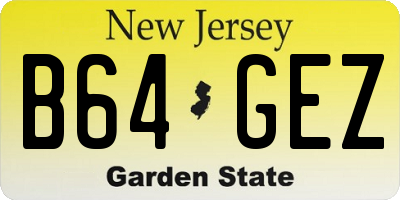 NJ license plate B64GEZ