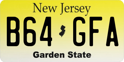 NJ license plate B64GFA
