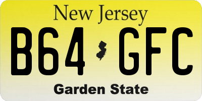 NJ license plate B64GFC