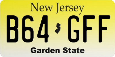 NJ license plate B64GFF