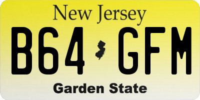 NJ license plate B64GFM