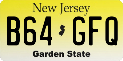 NJ license plate B64GFQ