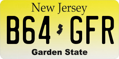 NJ license plate B64GFR