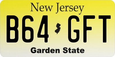 NJ license plate B64GFT