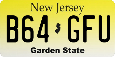 NJ license plate B64GFU