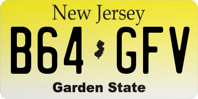 NJ license plate B64GFV