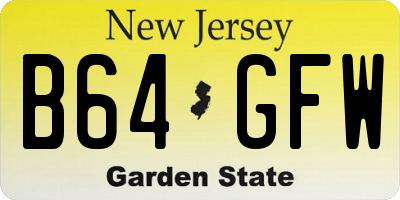 NJ license plate B64GFW