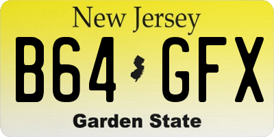 NJ license plate B64GFX