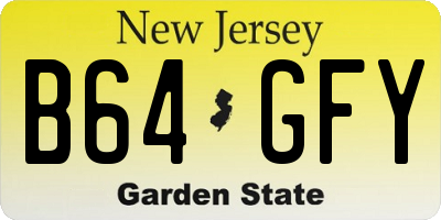 NJ license plate B64GFY