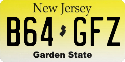 NJ license plate B64GFZ