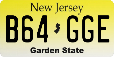 NJ license plate B64GGE