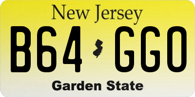 NJ license plate B64GGO