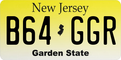 NJ license plate B64GGR