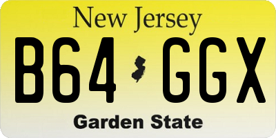 NJ license plate B64GGX