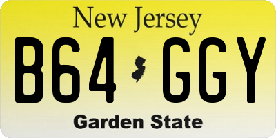 NJ license plate B64GGY