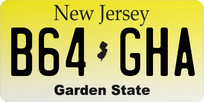 NJ license plate B64GHA
