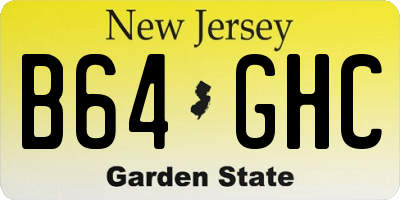 NJ license plate B64GHC